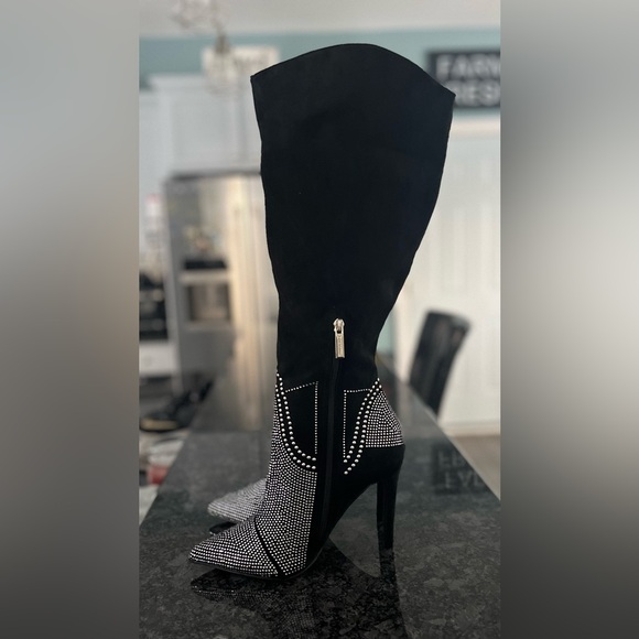 Cape Robbin Olkley Knee High Studded Cowboy Heeled Black Boots Womens Size 8 - Picture 5 of 8